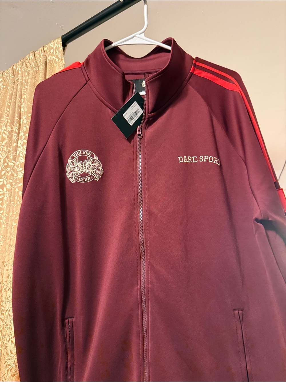 Darc Sport Maroon Lightweight Track Jacket with Red Stripes